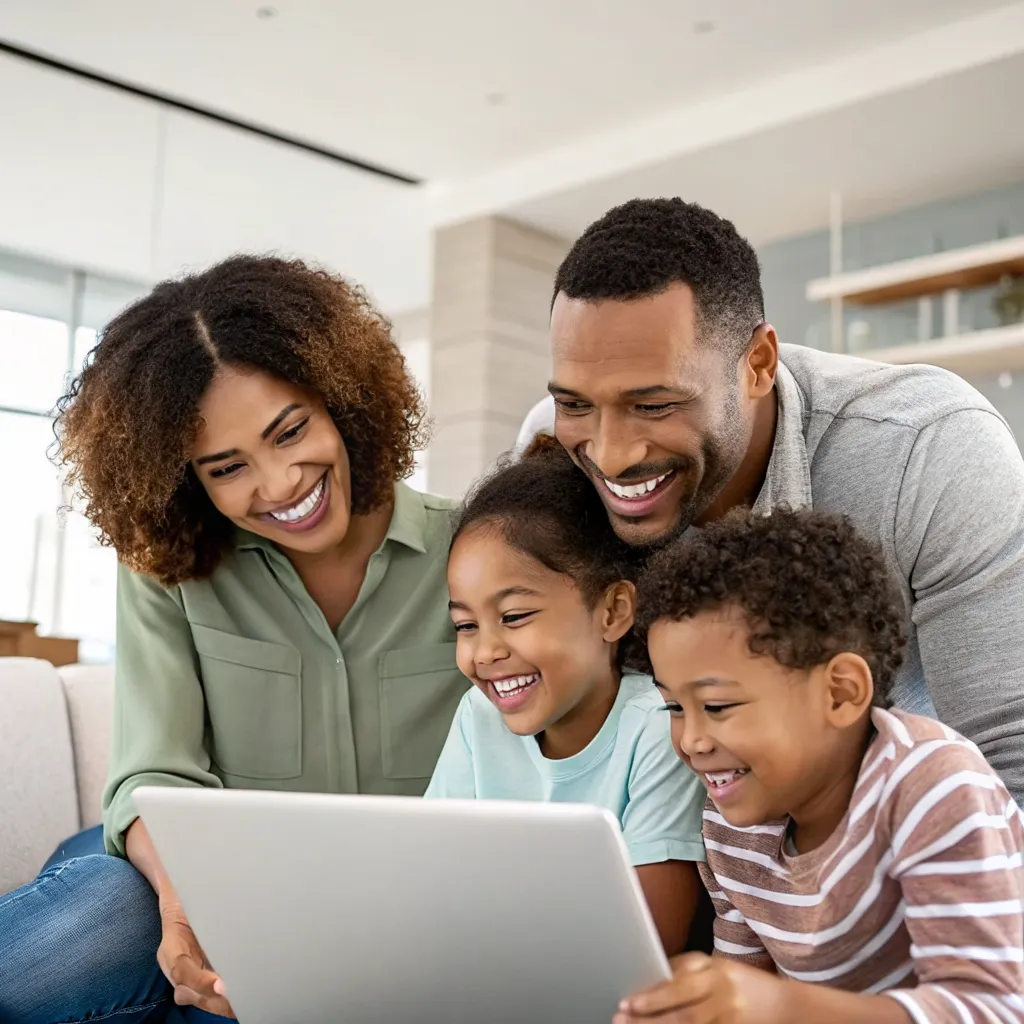 Familia disfrutando espacio digital